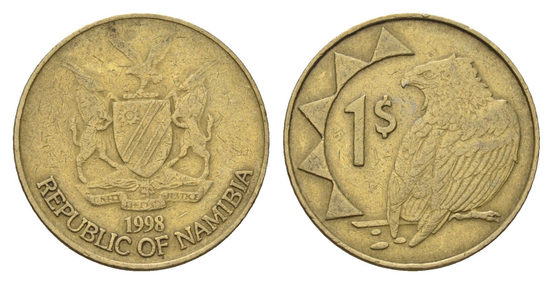 Намибия 1 доллар 1998 KM 4 латунь 4703-547