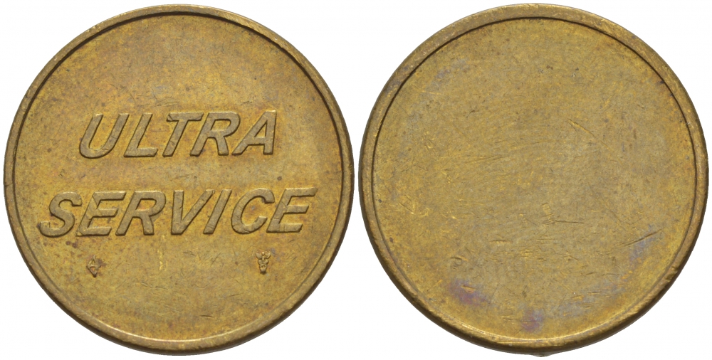 ГЕРМАНИЯ ЖЕТОН НА МОЙКУ АВТОМОБИЛЯ ULTRA SERVICE латунь 4544-847
