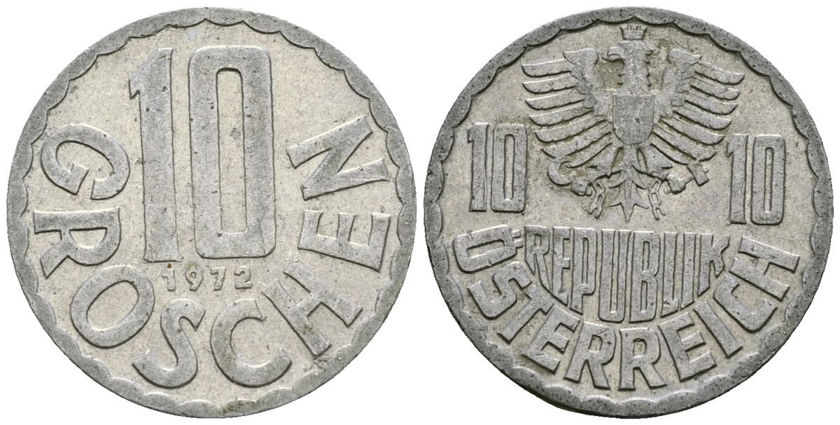 Австрия 10 грошей 1972 KM 2878 алюминий 4167-237