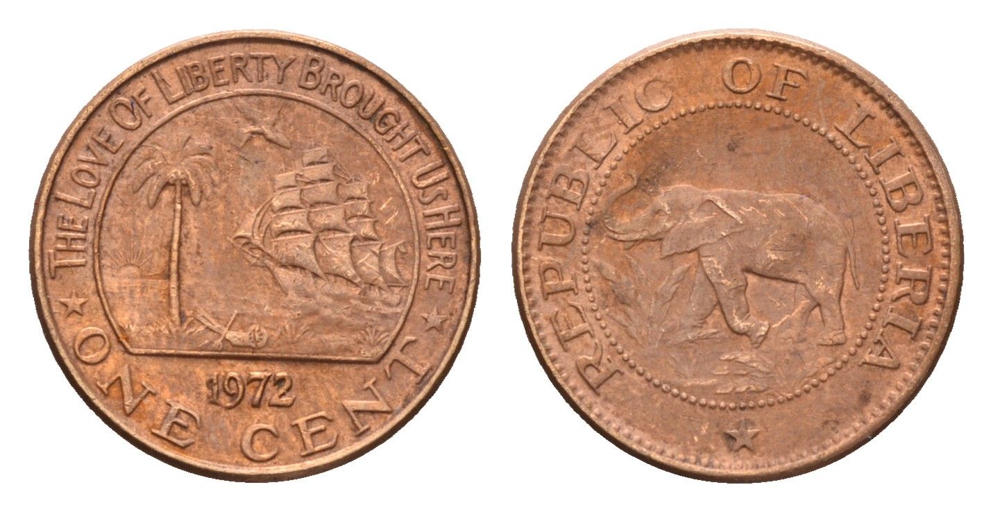 Либерия 1 цент 1972 KM 13 бронза 4640-635