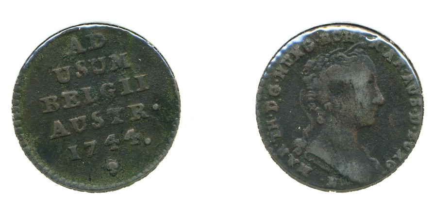 АВСТРИЙСКИЕ НИДЕРЛАНДЫ 1 ЛИАРД 1744 МАРИЯ ТЕРЕЗА KM 1 медь 503-531