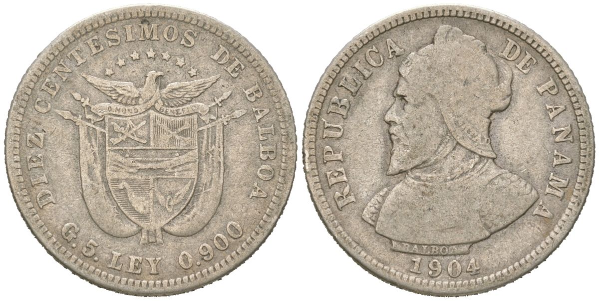 Панама 10 сентесимо 1904 KM 3 серебро 110-1057