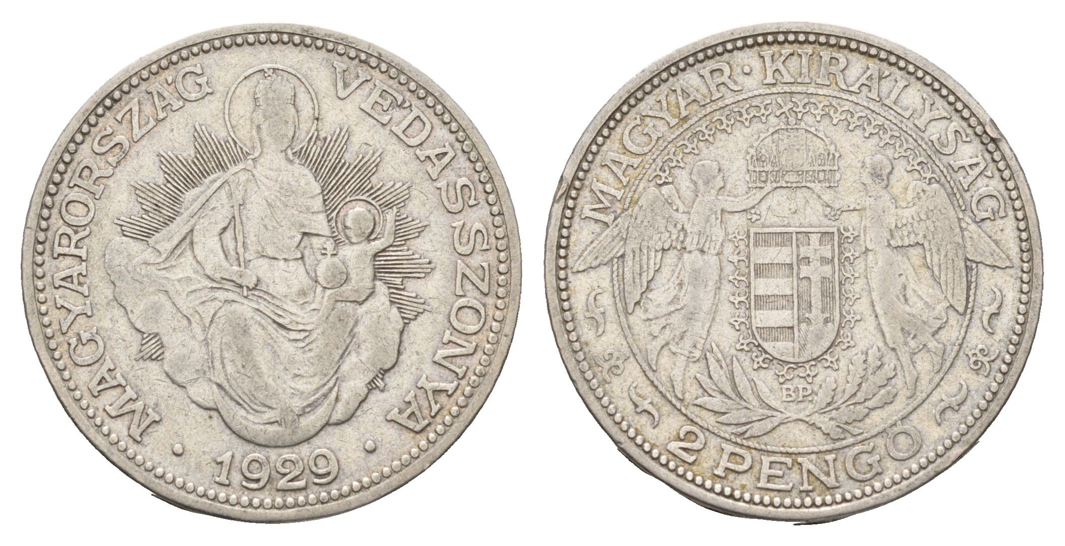 Венгрия 2 пенге 1929 Венгерская мадонна KM 511 серебро 83-1255