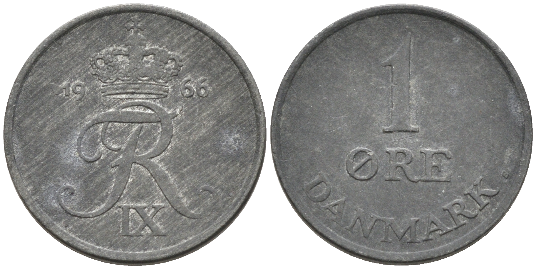 ДАНИЯ 1 ЭРЕ 1966 С; S, ФРЕДЕРИК IX (1947-1972) KM 839.2 цинк 4564-1145