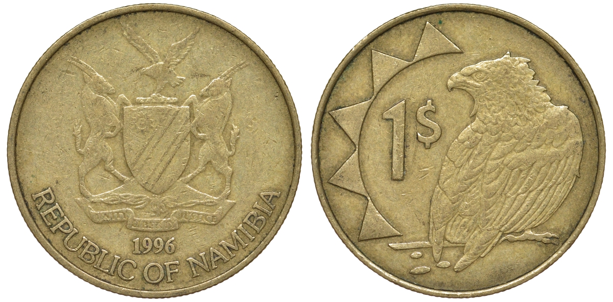 Намибия 1 доллар 1996 орел KM 4 латунь 4163-1056