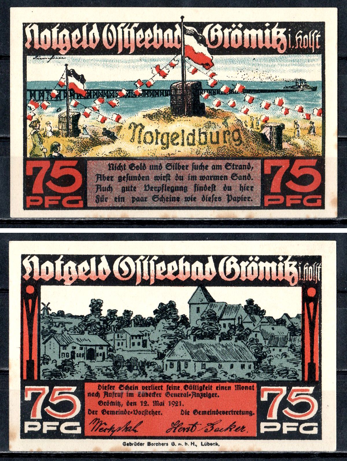 Грёмиц (Пруссия, Шлезвиг-Гольштейн) 75 пфеннигов 1921 7556-24-1-2