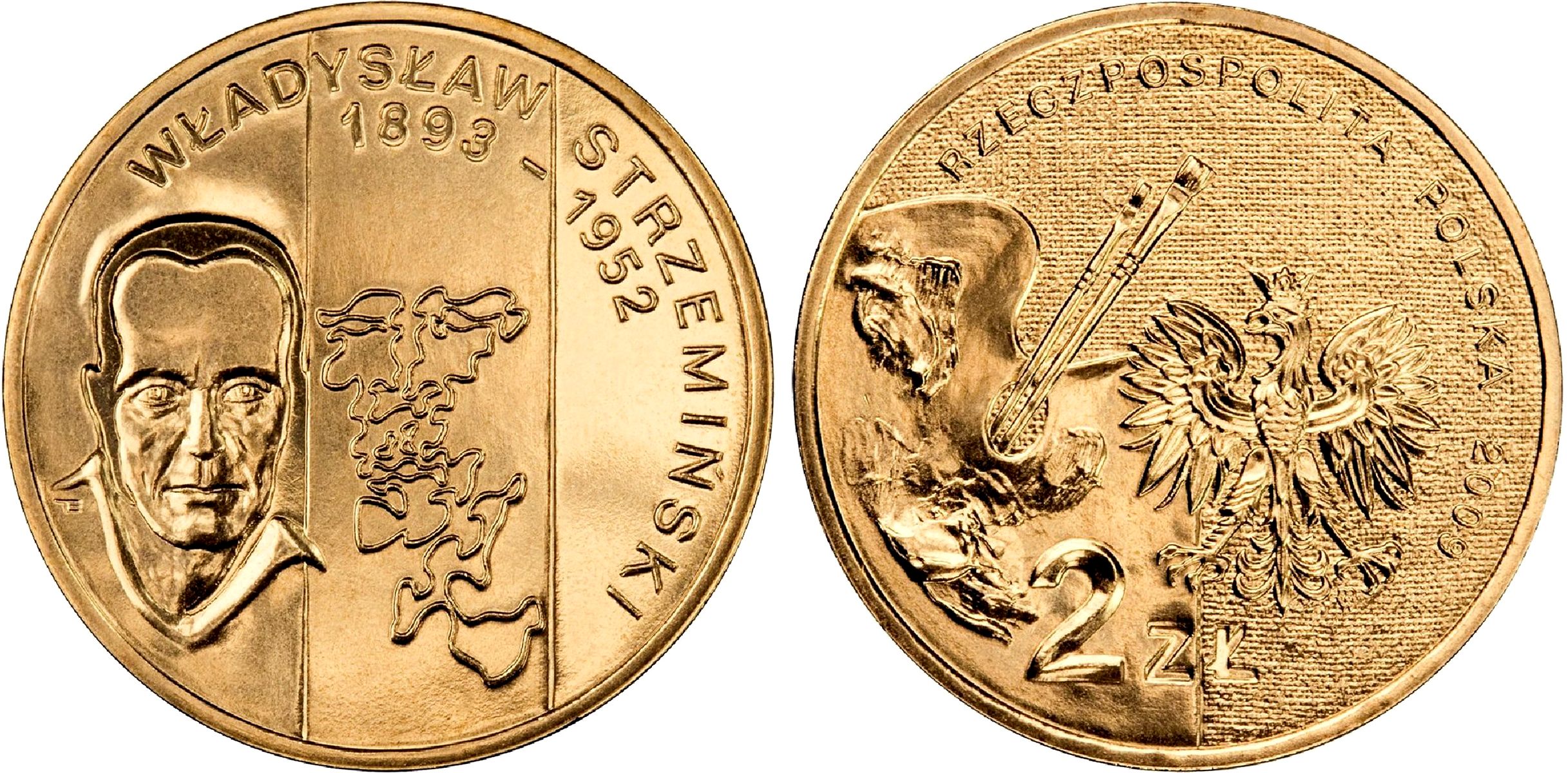 Польша 2 злотых 2009 MW, серия польские художники XIX-XX века, Владислав Стржеминский (1893-1952) KM 705 нордик UNC 4676-525