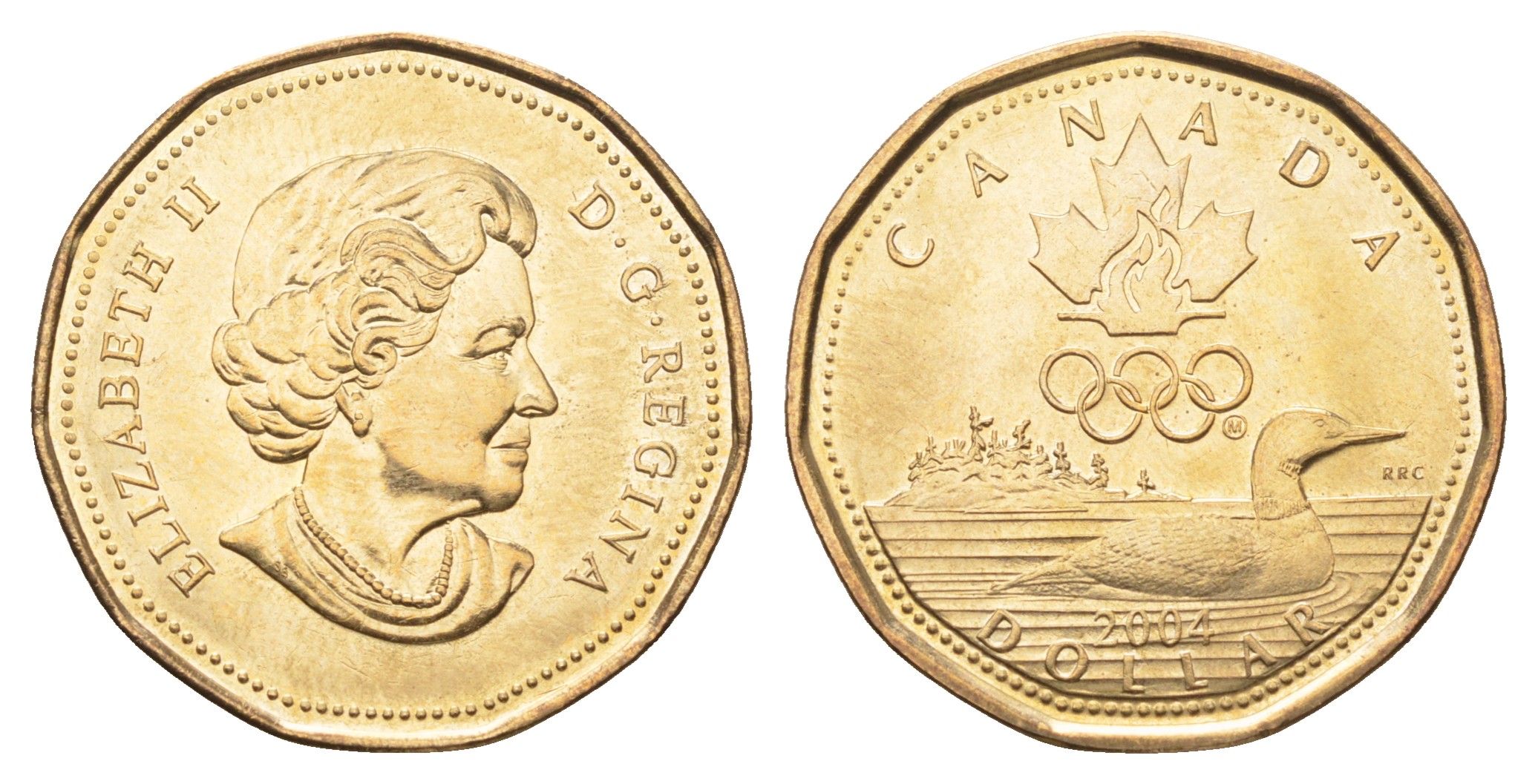 Канада 1 доллар 2004 XXVIII летние Олимпийские Игры, Афины 2004 KM 513 никель плакированная бронзой UNC 4678-1231