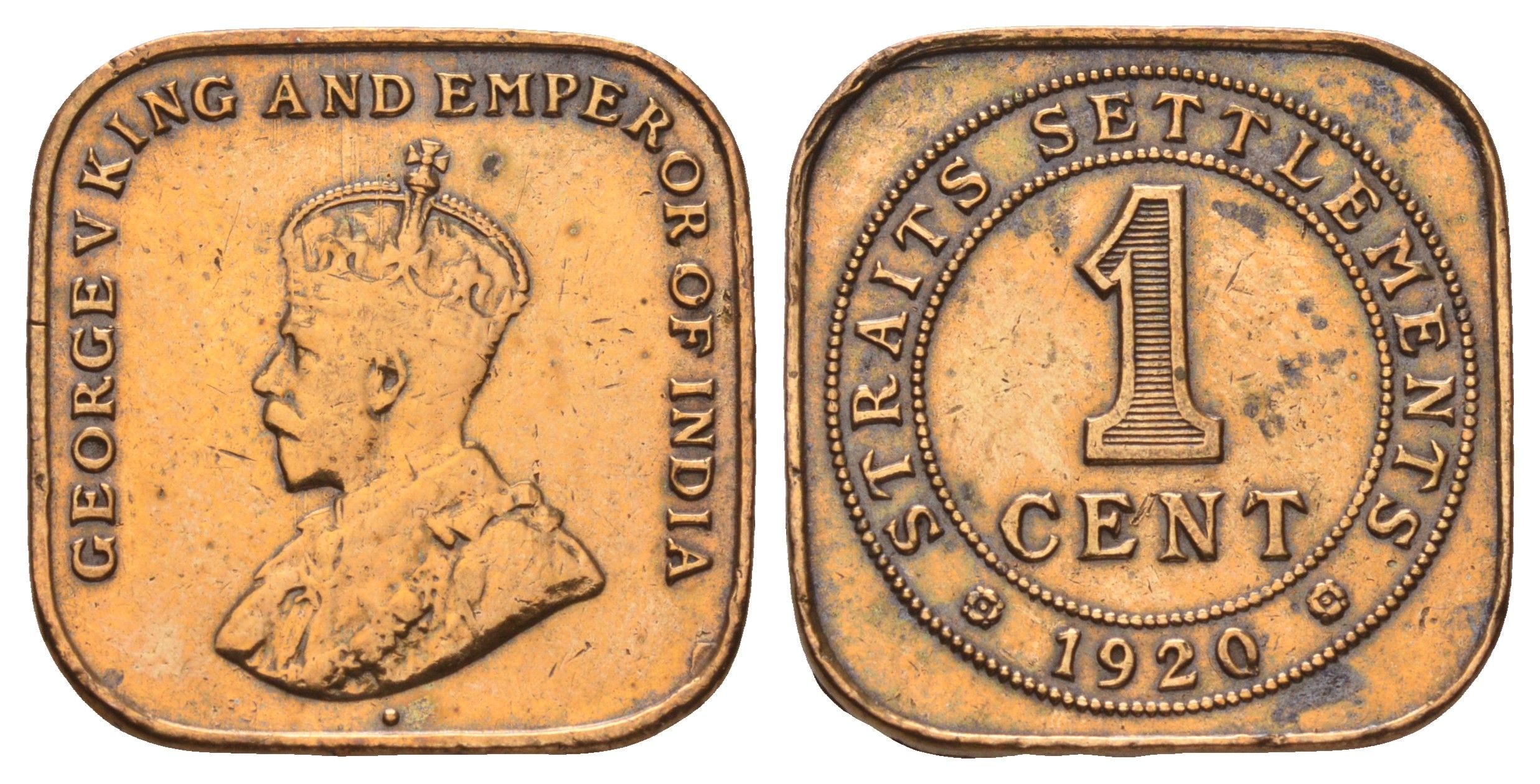 Стрейтс-Сетлментс (Стрейтс Сетлментс) 1 цент 1920 Георг V (1910-1936) KM 32 бронза 4126-515