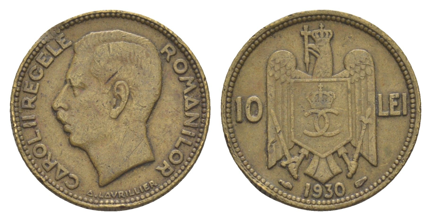 Румыния 10 леев (лей) 1930 Кароль II (1930-1940) KM 49 никель латунь 4620-1122