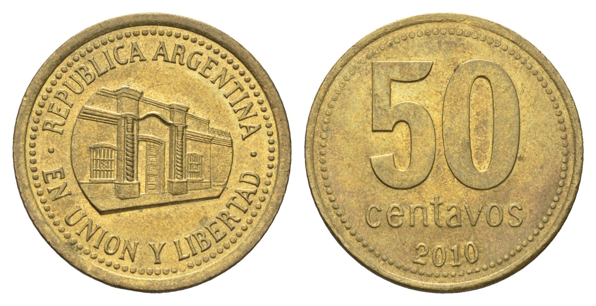 Аргентина 50 сентаво 2010 KM 111 алюминиевая бронза 4663-623