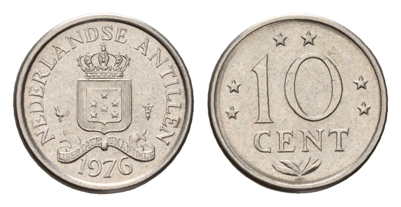 Нидерландские Антильские острова (Нидерландские Антилы) 10 центов 1976 Юлиана (1948-1980) KM 10 никель UNC 4588-732