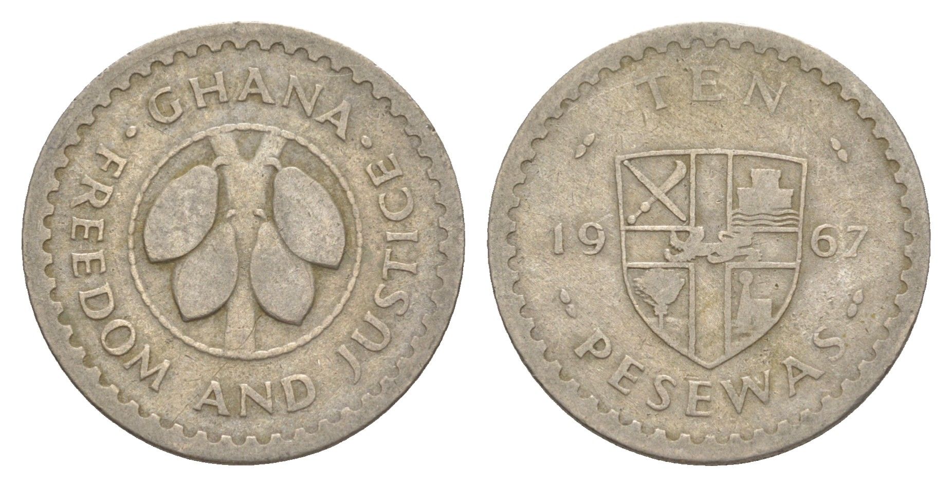 Гана 10 песев 1967 KM 16 медно-никель 4642-127