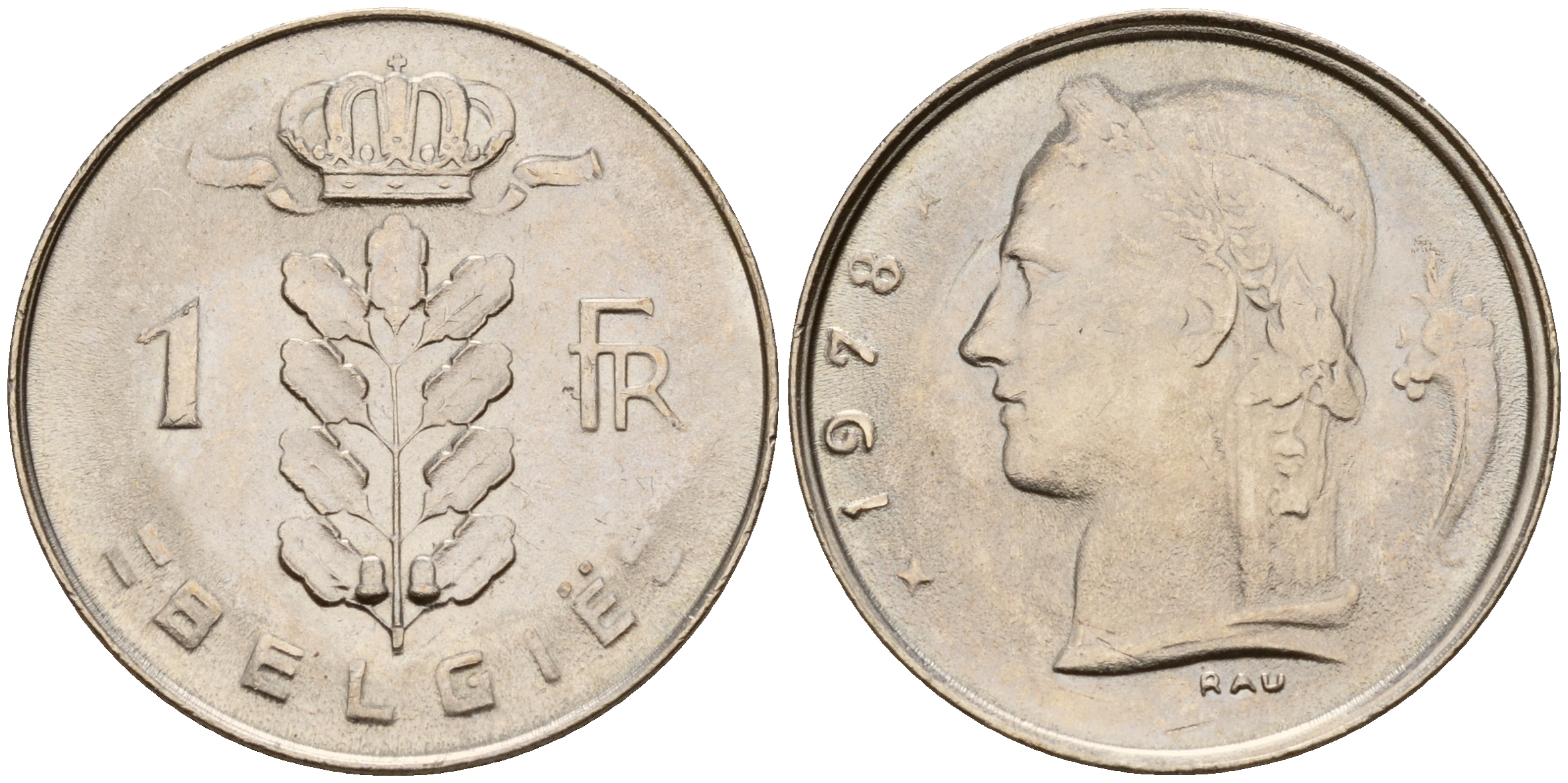 Бельгия 1 франк 1978 Belgie KM 143.1 медно-никель  UNC  4187-213