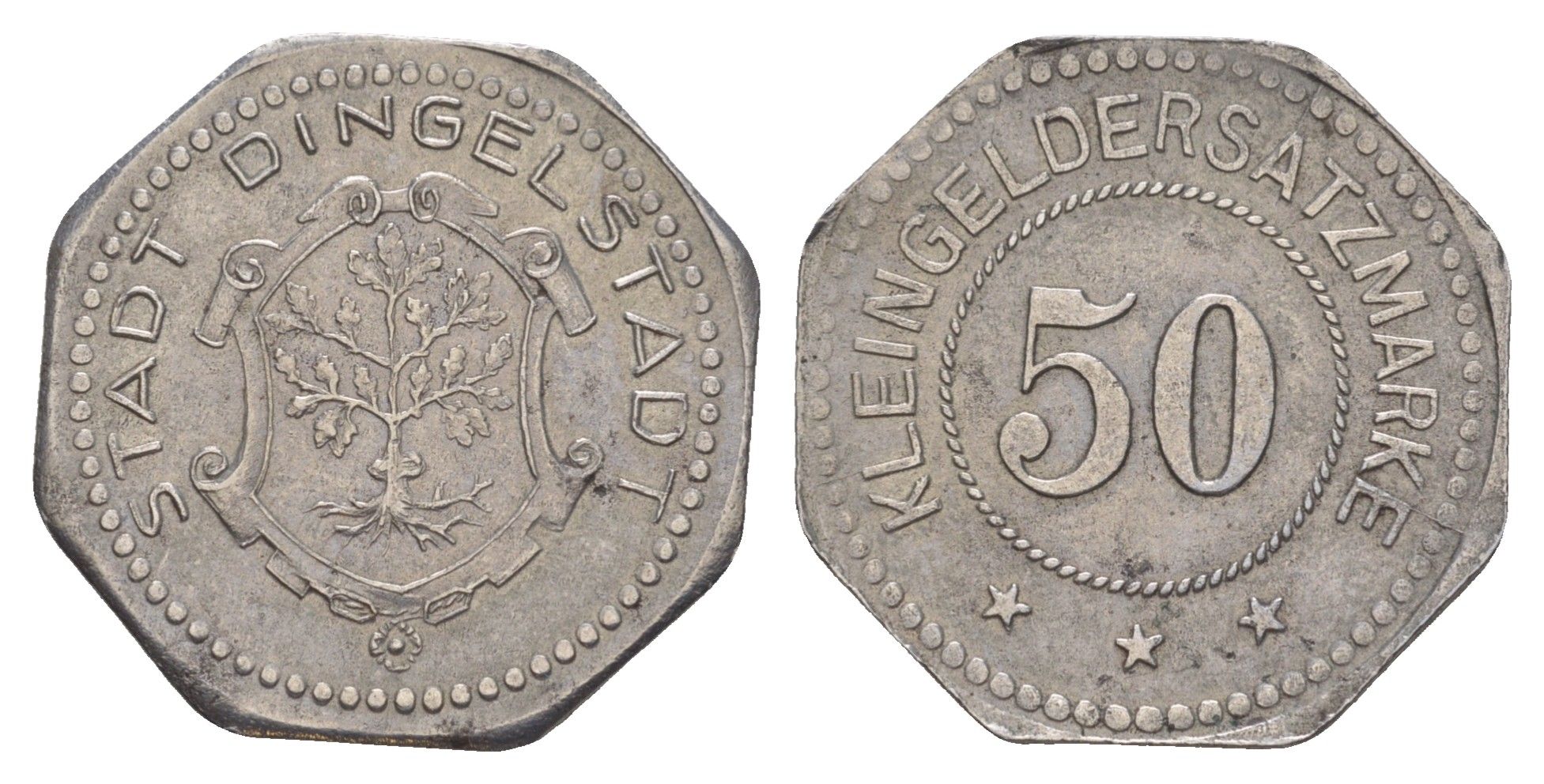 Дингельштедт 50 пфеннигов ND Funck 96.3a, Men05 5192.4, Men18 6508.4 железо UNC 1527-611