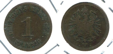 ГЕРМАНИЯ 1 ПФЕННИГ 1876 A, СТАРОГЕРБОВКА KM 1, J. 1 медь 701-112