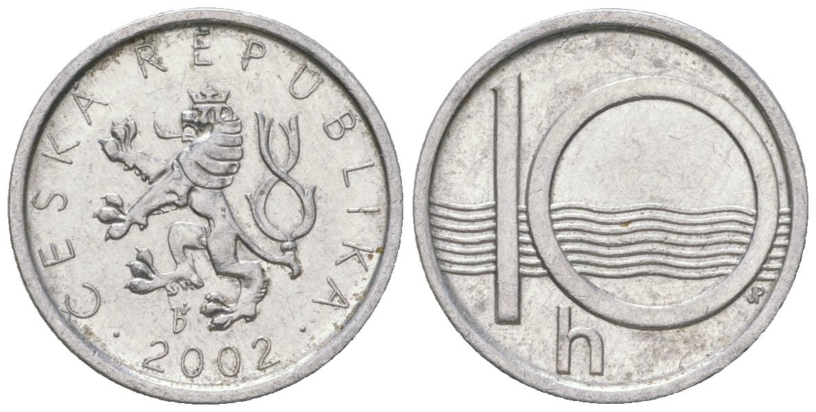 Чехия 10 геллеров 2002 b’ KM 6 алюминий aUNC 4532-968