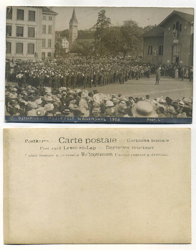 ШВЕЙЦАРИЯ ОТКРЫТКА 1908 АРМИЯ ШВЕЙЦАРИИ, СОЛДАТЫ НА ПЛОЩАДИ бумага 153-26-21