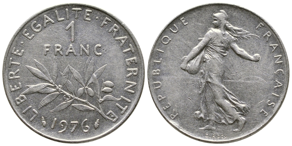 ФРАНЦИЯ 1 ФРАНК 1976 СЕЯТЕЛЬ KM 925.1 никель 93-1447