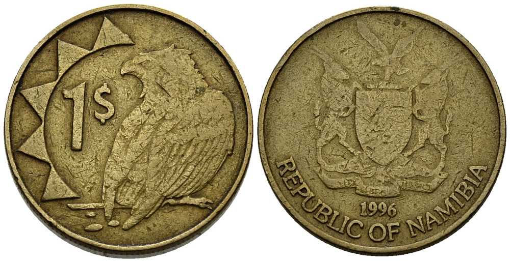 Намибия 1 доллар 1996 орел KM 4 латунь 113-327