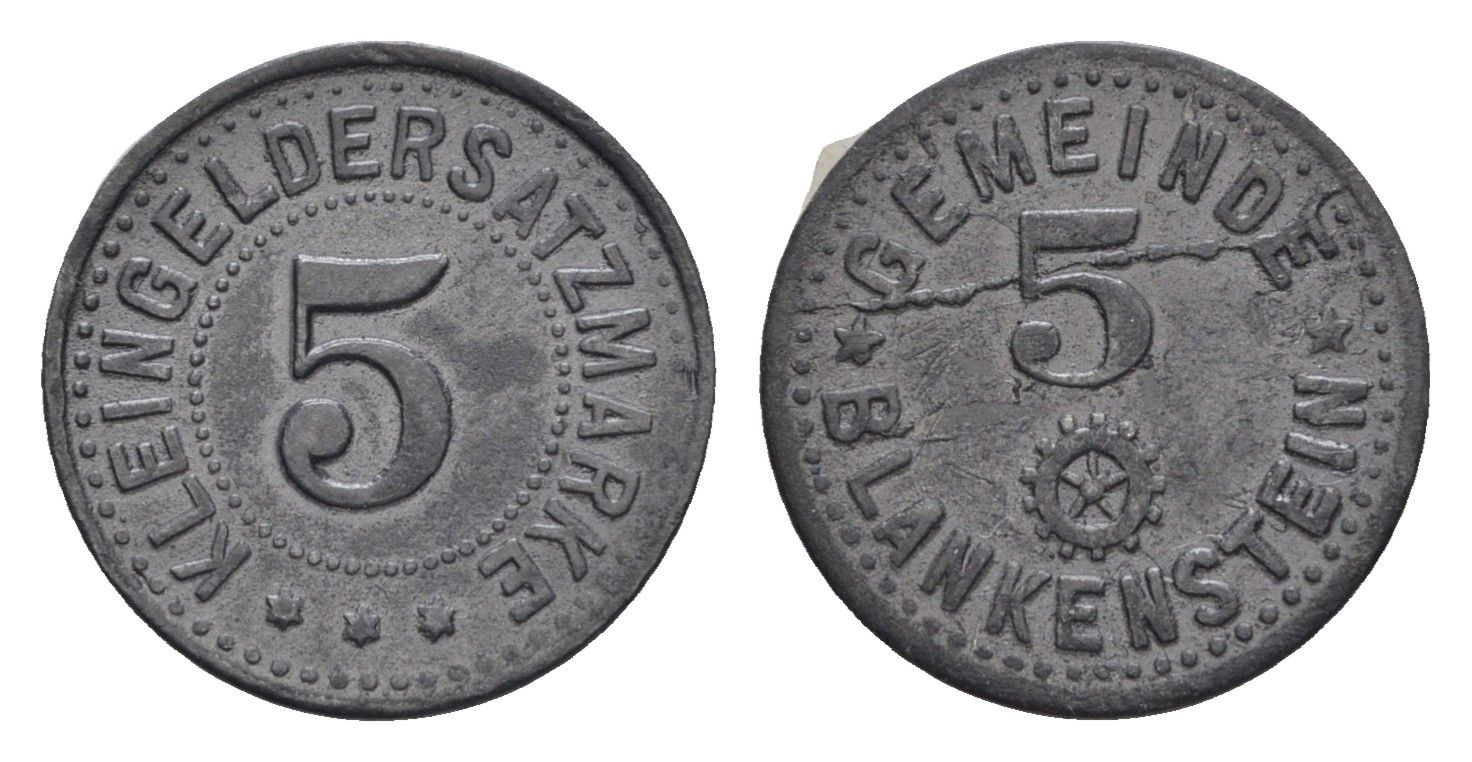 Бланкенштайн 5 пфеннигов ND Funck 46.3, Men05 2945.1, Men18 3770.1 цинк 1531-1111
