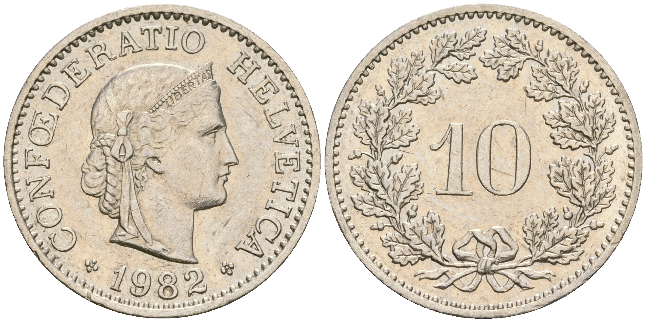 Швейцария 10 раппенов 1982 KM 27 медно-никель 4364-1355