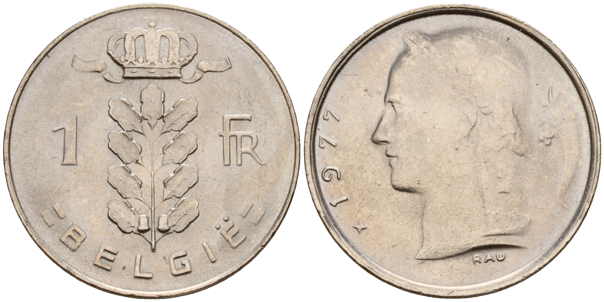 Бельгия 1 франк 1977 Belgie KM 143.1 медно-никель  UNC  4187-212