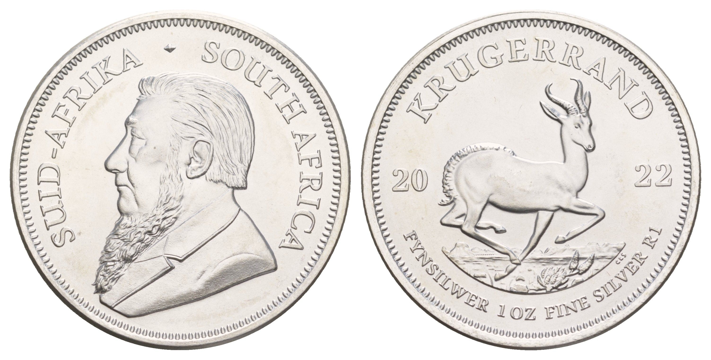 ЮАР 1 ранд 2022 Крюгеррэнд KM 691 серебро BU 11-269-12