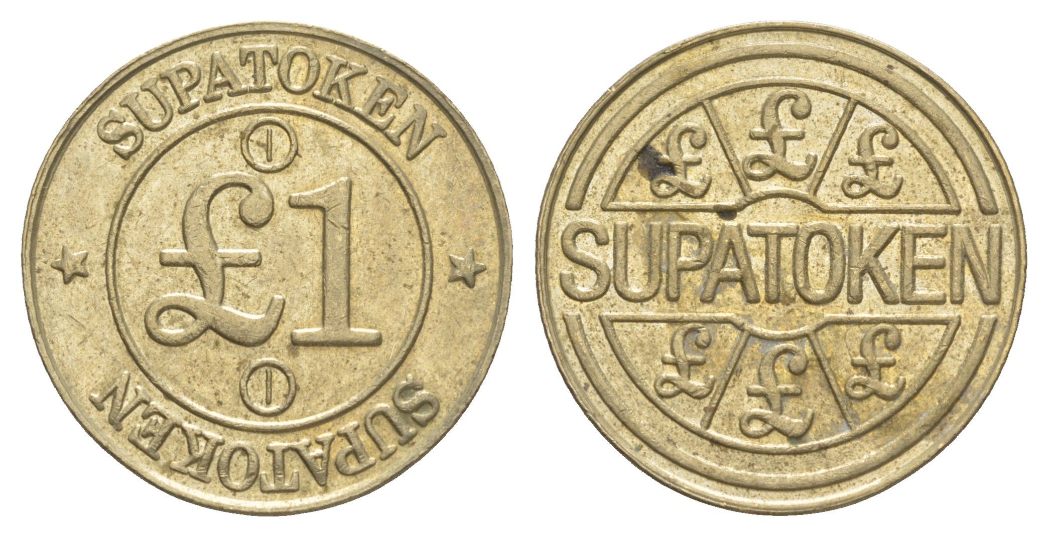 Великобритания жетон в 1 фунт "SupaToken" ND диаметр 27 мм, вес 9 гр латунь 4171-1056