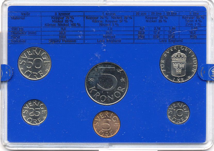 Швеция набор монетного двора из 6 монет 1981 в пластике, Карл XVI Густав (1973- ) KM MS19 UNC 4-3-7-176