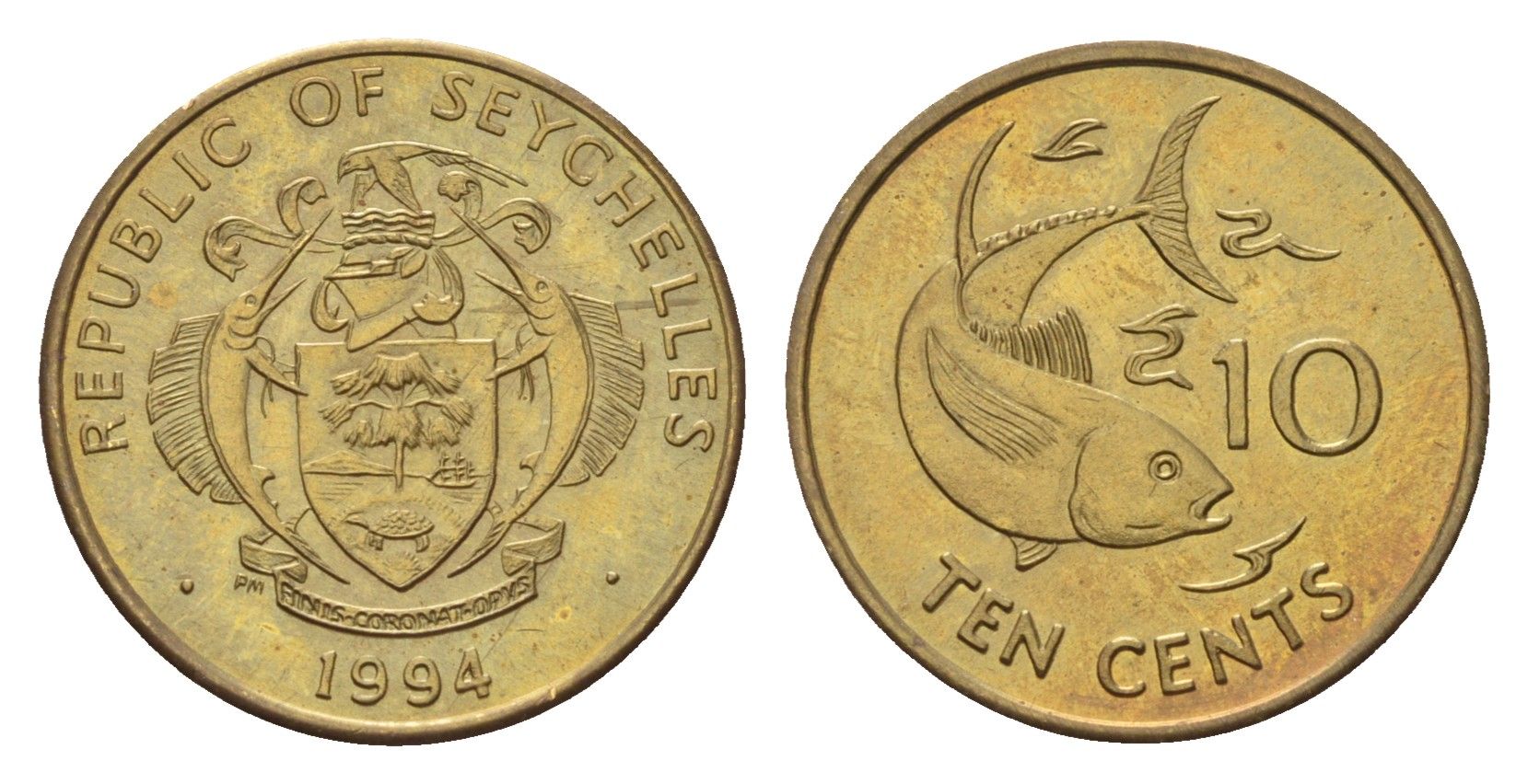 Сейшельские Острова (Сейшелы) 10 центов 1994 KM 48 латунь UNC 4618-758