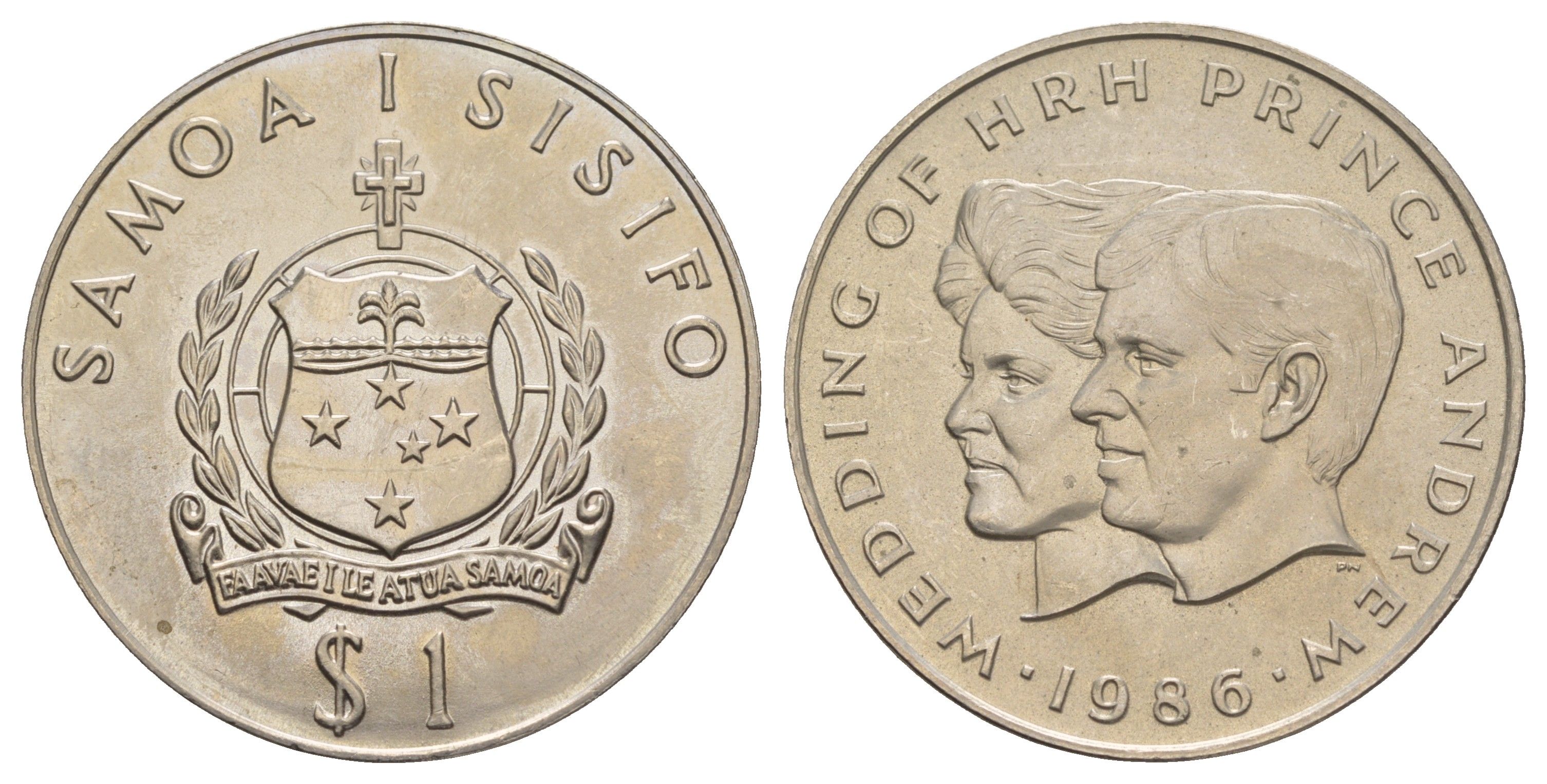 Самоа 1 тала 1986 Свадьба принца Эндрю и Сары Фергюсон KM 63 медно-никель BU 4125-1222