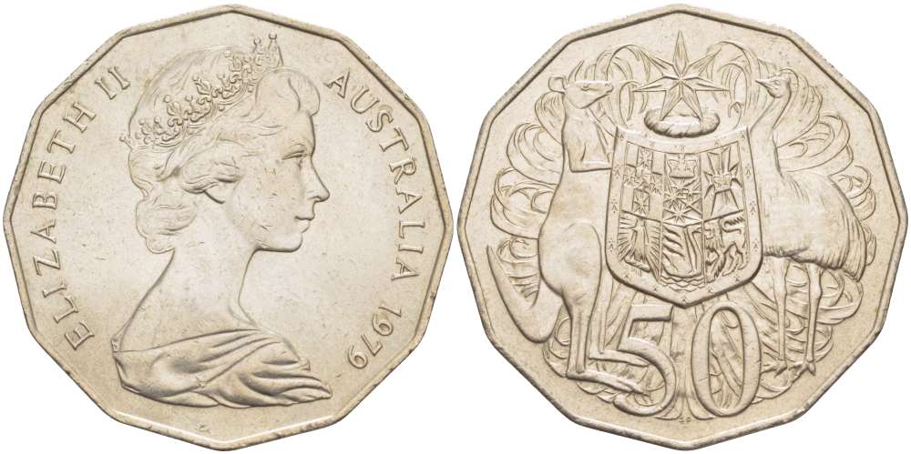 Австралия 50 центов 1979 Елизавета II (1952-2022), герб, кенгуру KM 68 медно-никель 4184-1025
