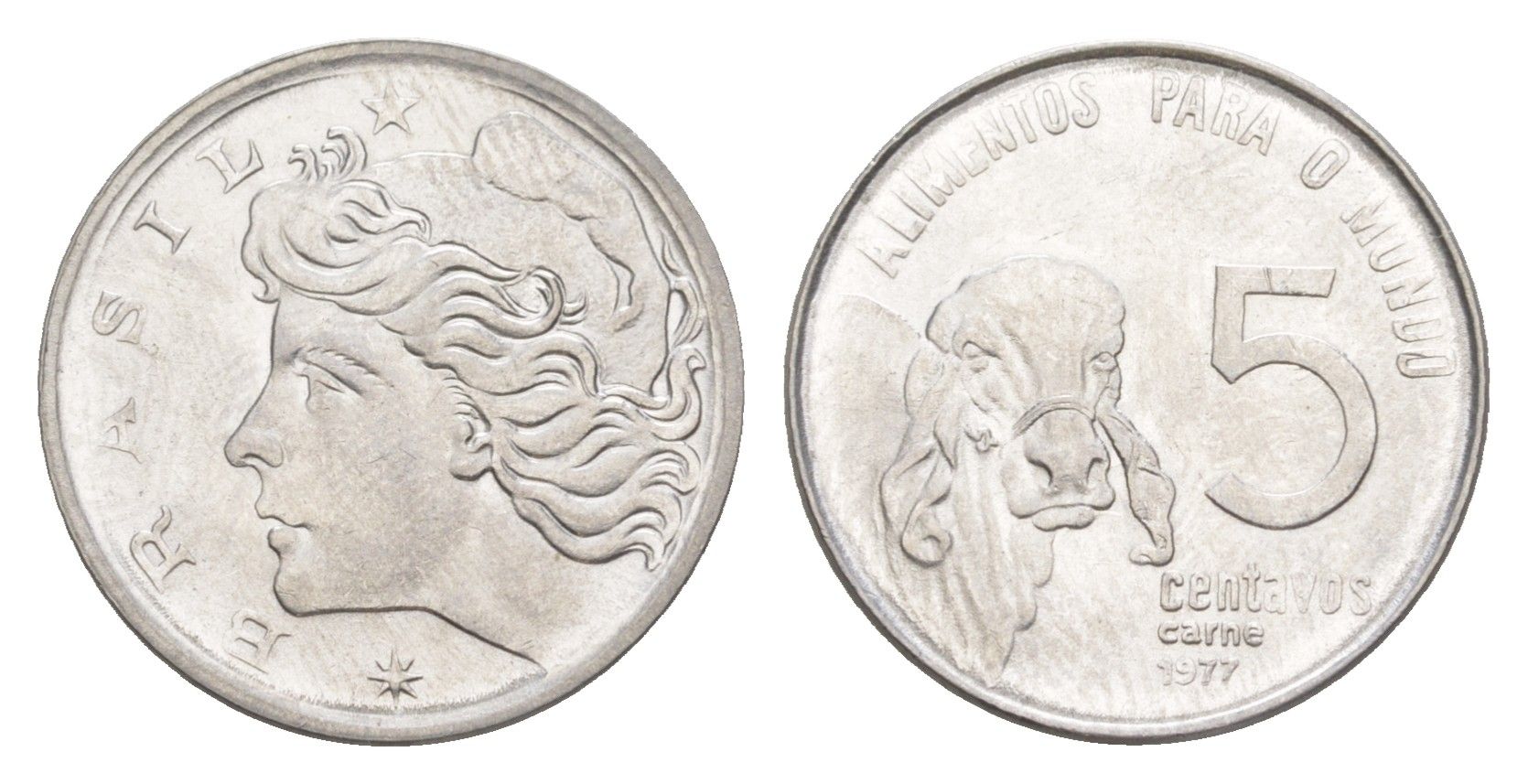 Бразилия 5 сентаво 1977 ФАО - Зебу KM 587 нержавеющая сталь UNC 4644-422