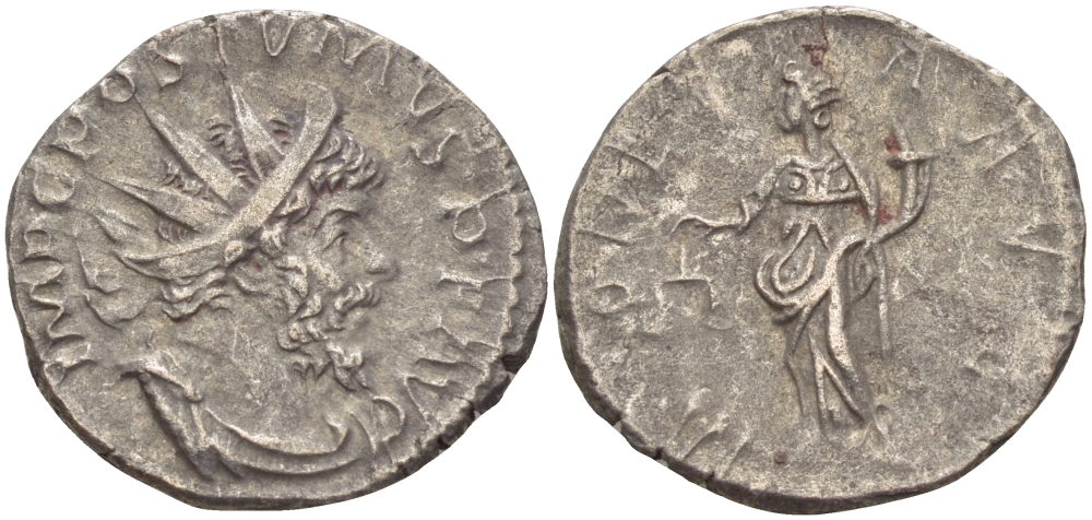 Римская Империя (императоры в Галлии) антониниан 260 - 269 Постум. IMP C POSTVMVS P F AVG / MONETA AVG, Монета с весами и рогом Изобилия, Колония Агриппины, Good Very fine RIC 315 биллон 1073-12-115