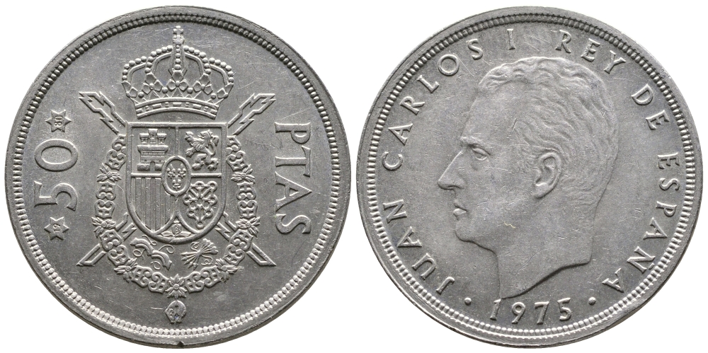 Испания 50 песет 1975 (80) Хуан Карлос I (1975-2014) KM 809 медно-никель 4680-112