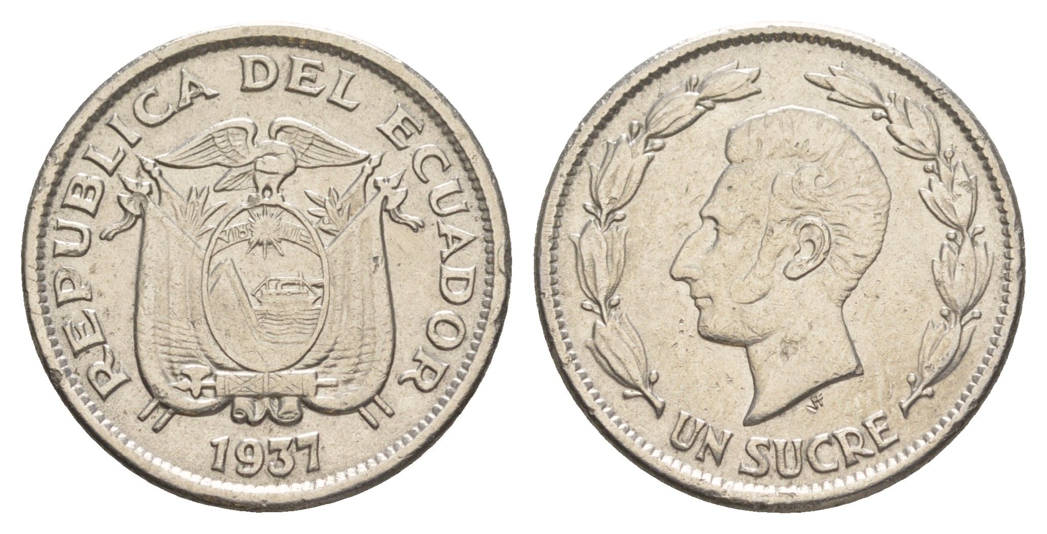 Эквадор 1 сукре 1937 KM 78.1 никель 4641-627