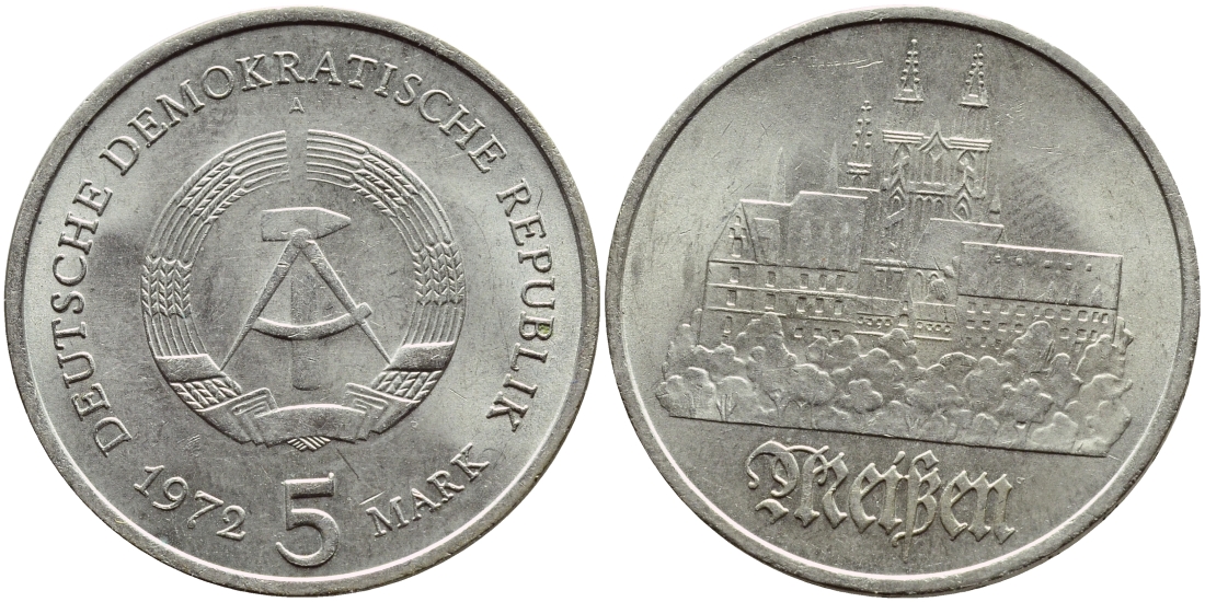 ГДР 5 марок 1972 А, Мейсенский собор KM 37, J. 1543 медно-никель aUNC 3333-844