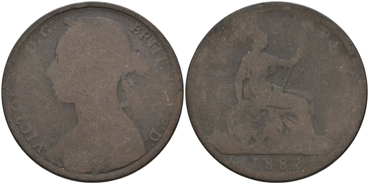 Великобритания 1 пенни 1882 Виктория (1837-1901) KM 755 бронза 4144-643