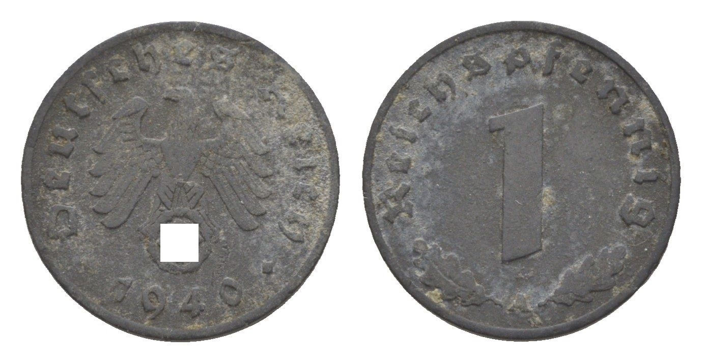 Германия 1 рейхспфенниг 1940 A KM 97, J. 369 цинк 4615-128