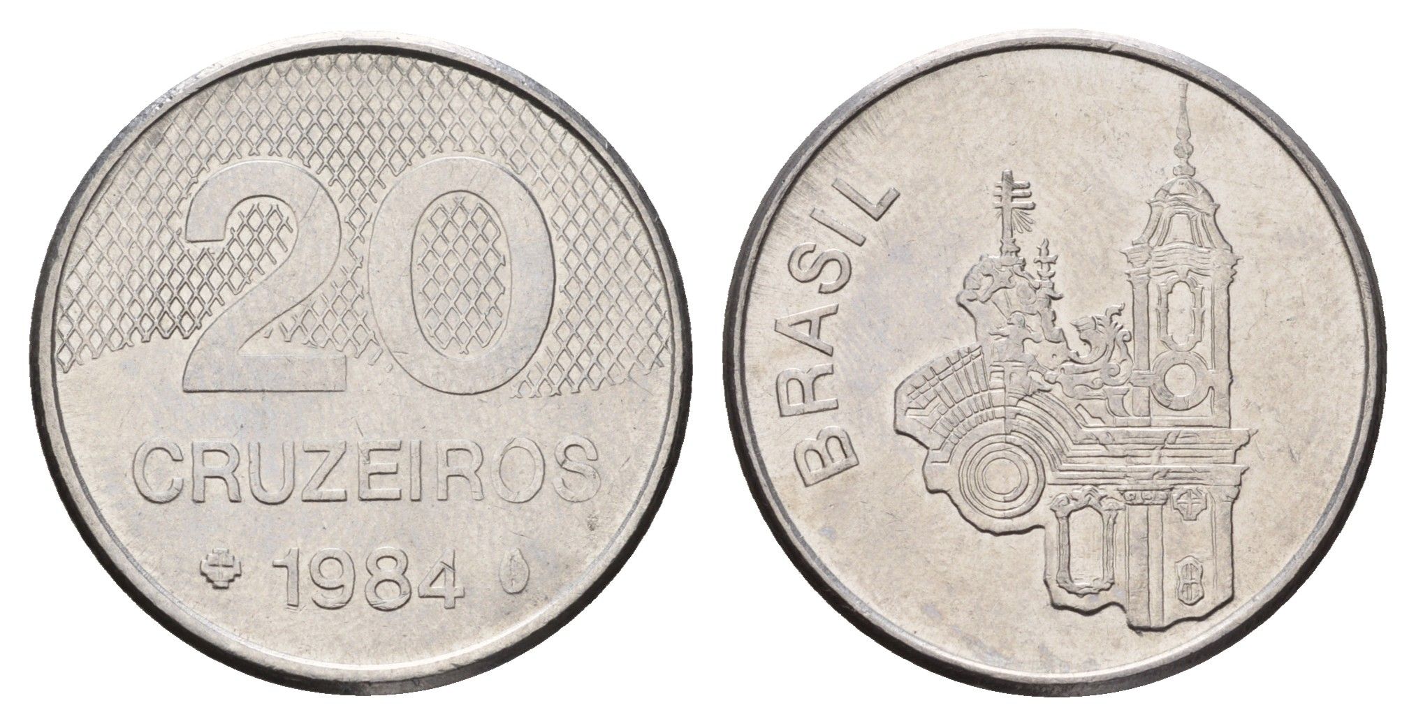 Бразилия 20 крузейро 1984 KM 593.1 нержавеющая сталь 4544-341