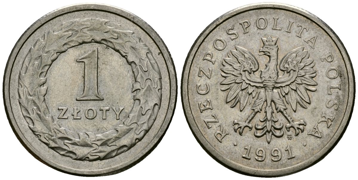 Польша 1 злотый 1991 Y 282 медно-никель 4167-614