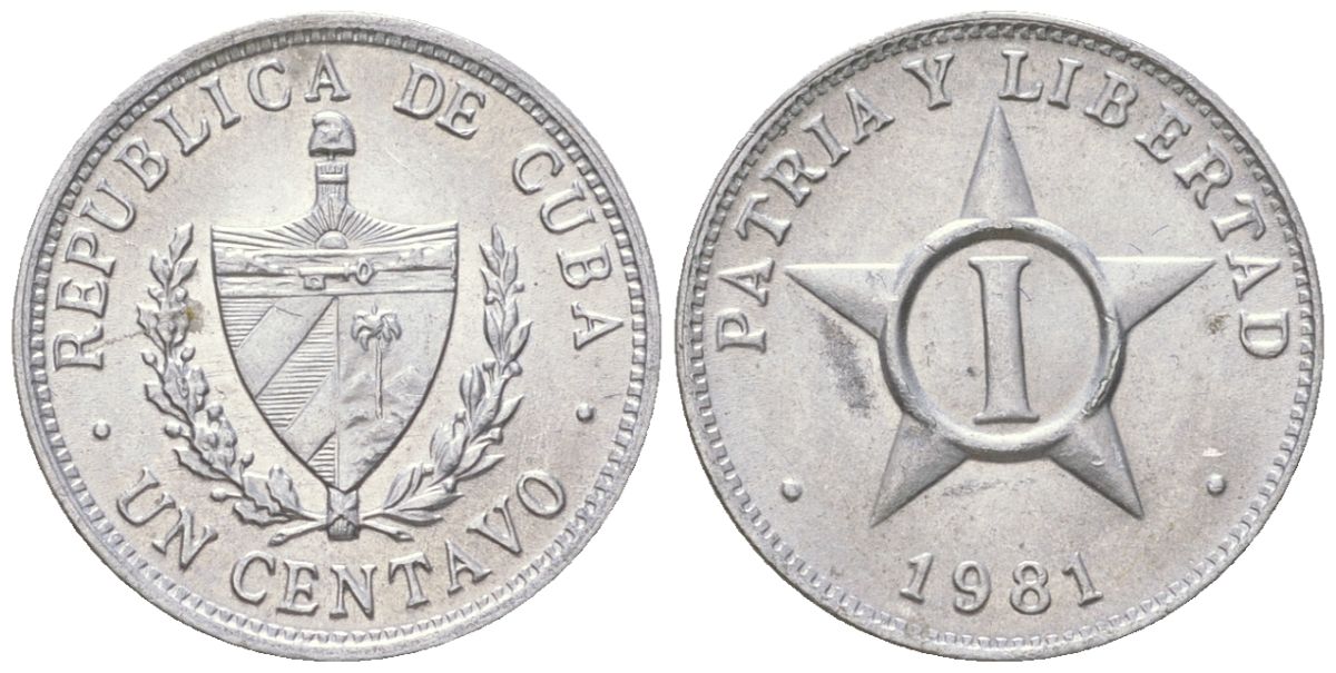Куба 1 сентаво 1981 KM 33.1, JMA 18, Y 27, Schoen 31 алюминий aUNC 4611-622