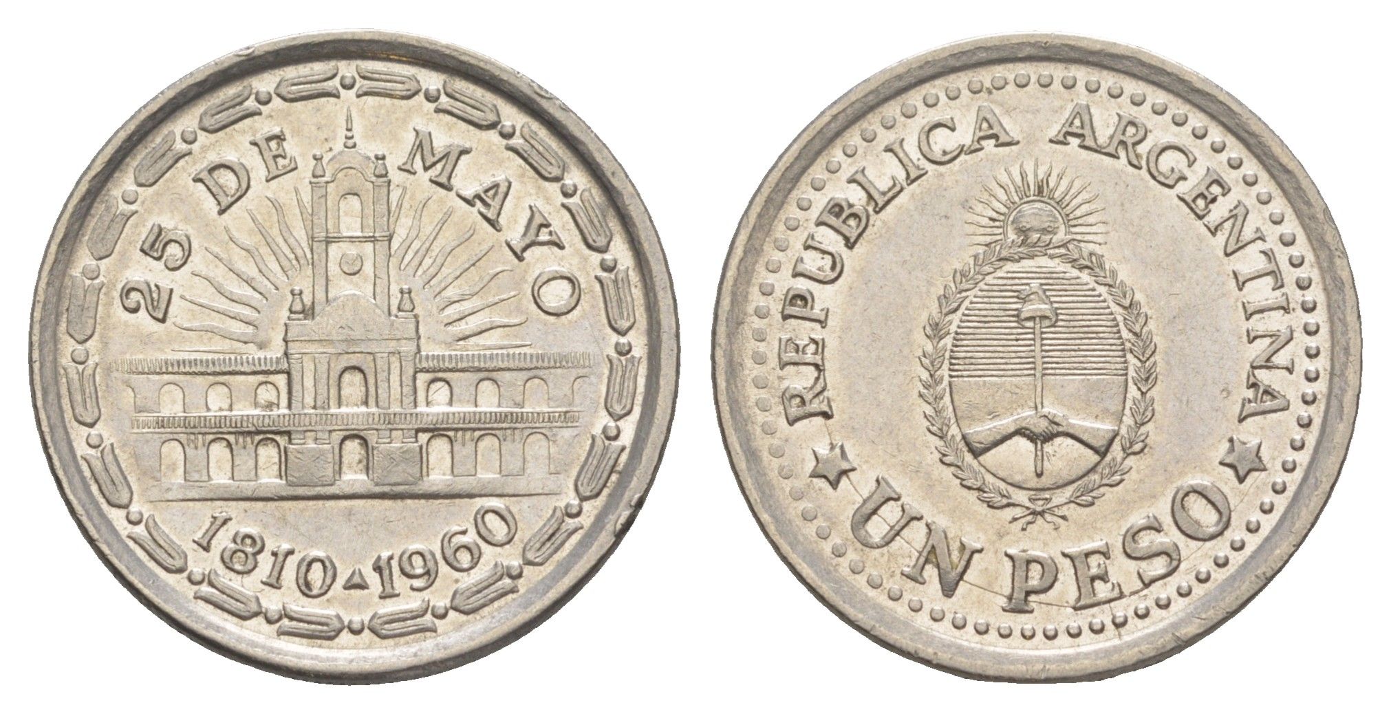 Аргентина 1 песо 1960 150 лет свержению Испанского Вице-короля KM 58 сталь плакированная никелем 4153-713