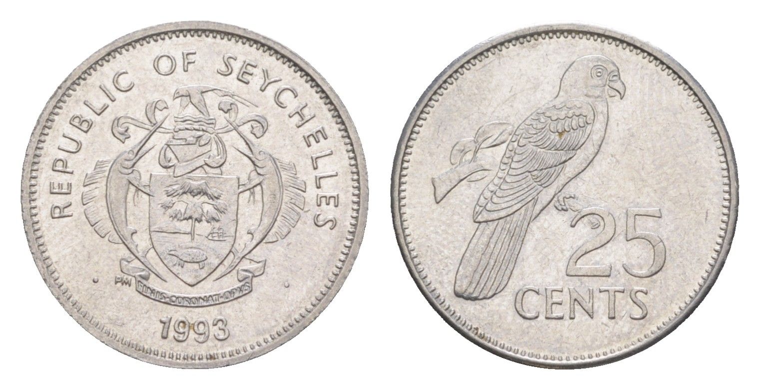 Сейшельские Острова (Сейшелы) 25 центов 1993 KM 49 медно-никель UNC 4189-436