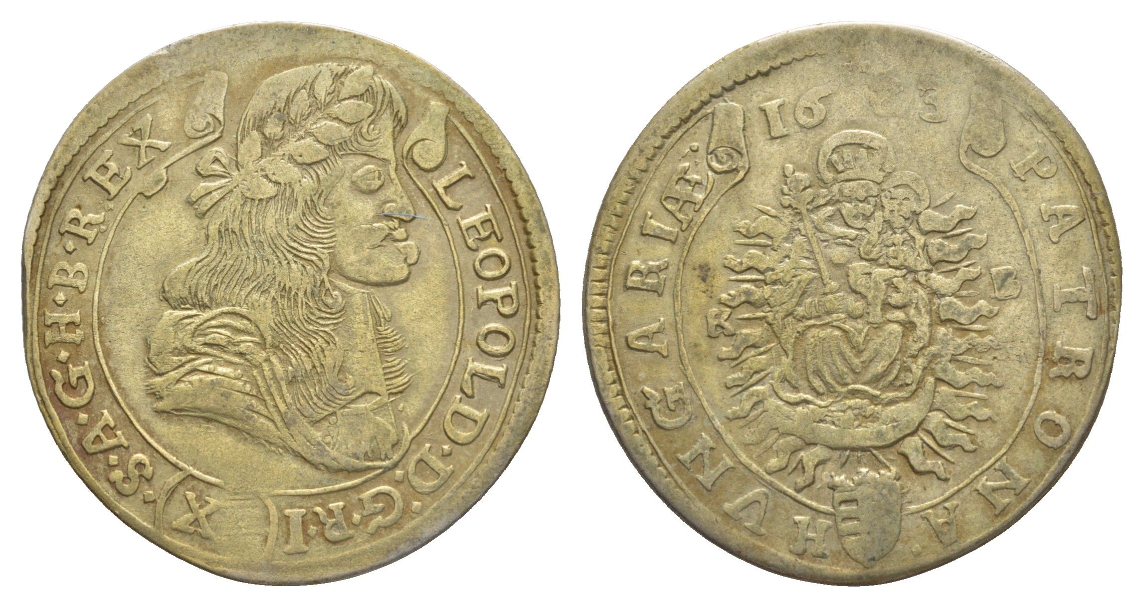 Венгрия 15 крейцеров 1683 KB, Леопольд I (1657-1705) KM 175, EH 1058 серебро 650-732