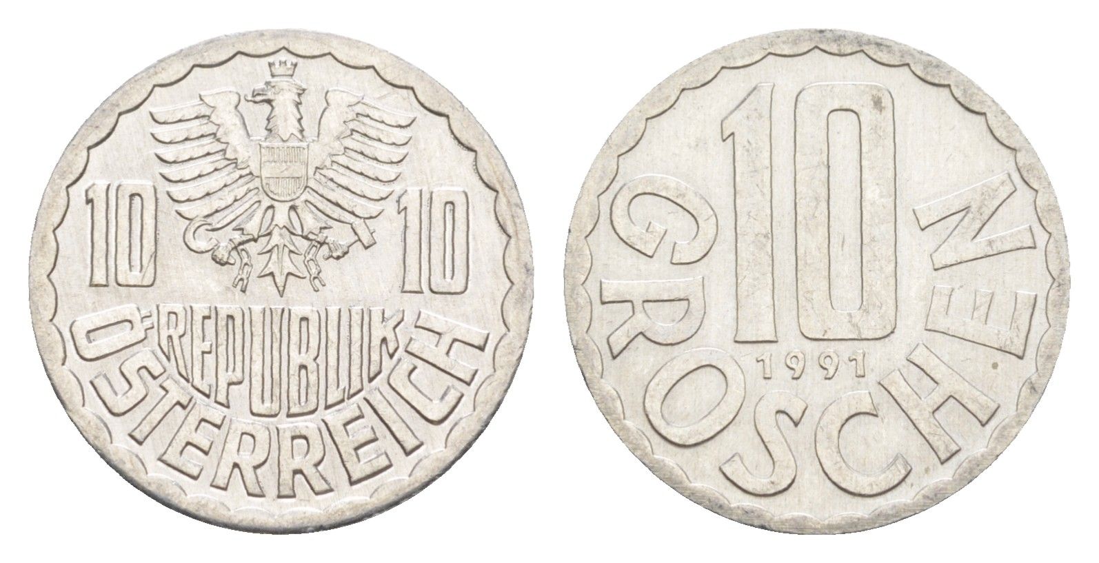 Австрия 10 грошей 1991 KM 2878 алюминий 4528-547