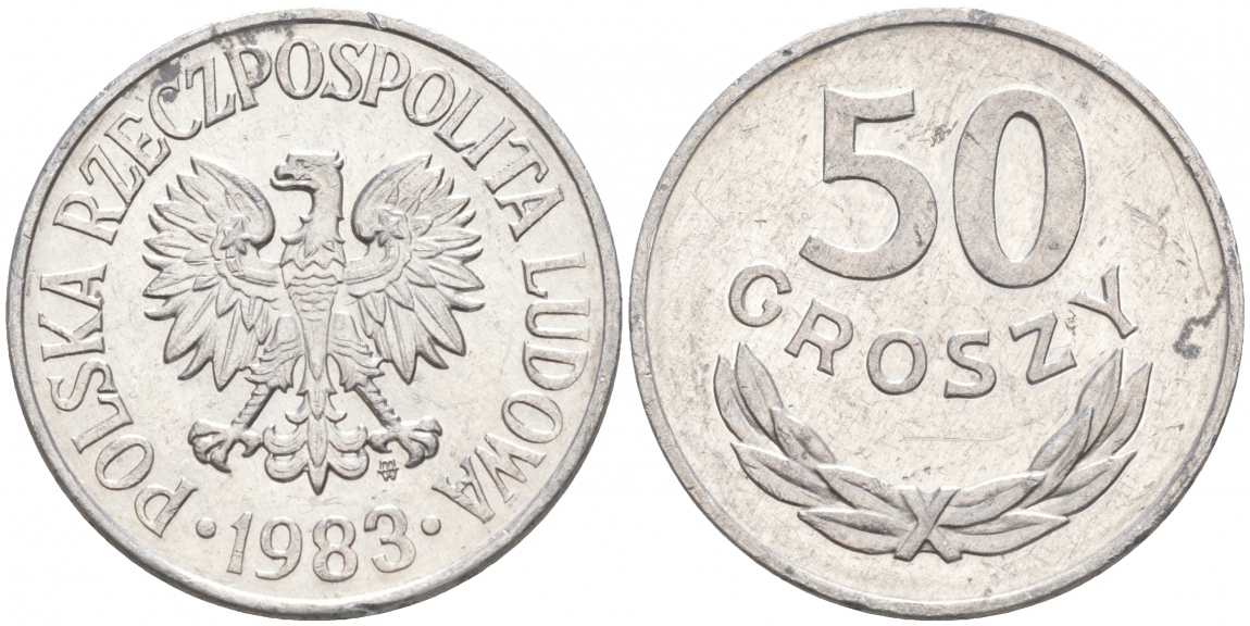 ПОЛЬША 50 ГРОШЕЙ 1983 MW KM 48.1 алюминий 68-354