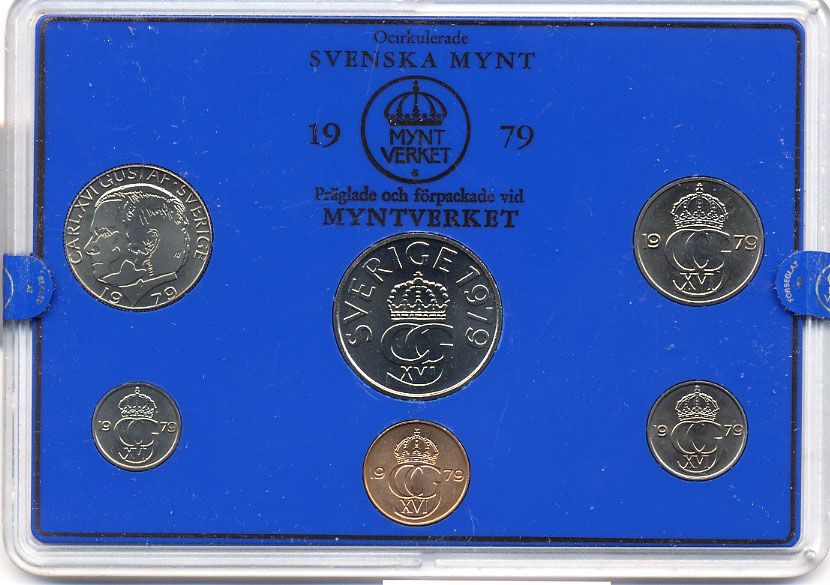 Швеция набор монетного двора из 6 монет 1979 в пластике Карл XVI Густав (1973- ) KM MS11 UNC 5-4-2-88