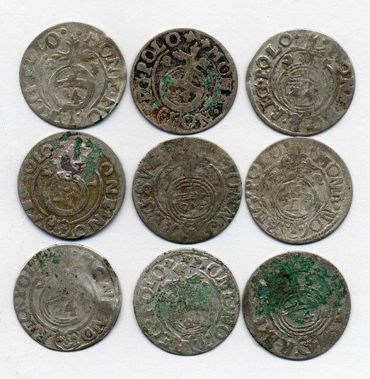 ПОЛЬША ЛОТ ИЗ 9 МОНЕТ В ПОЛТАРАК XVII век серебро M12-2-8
